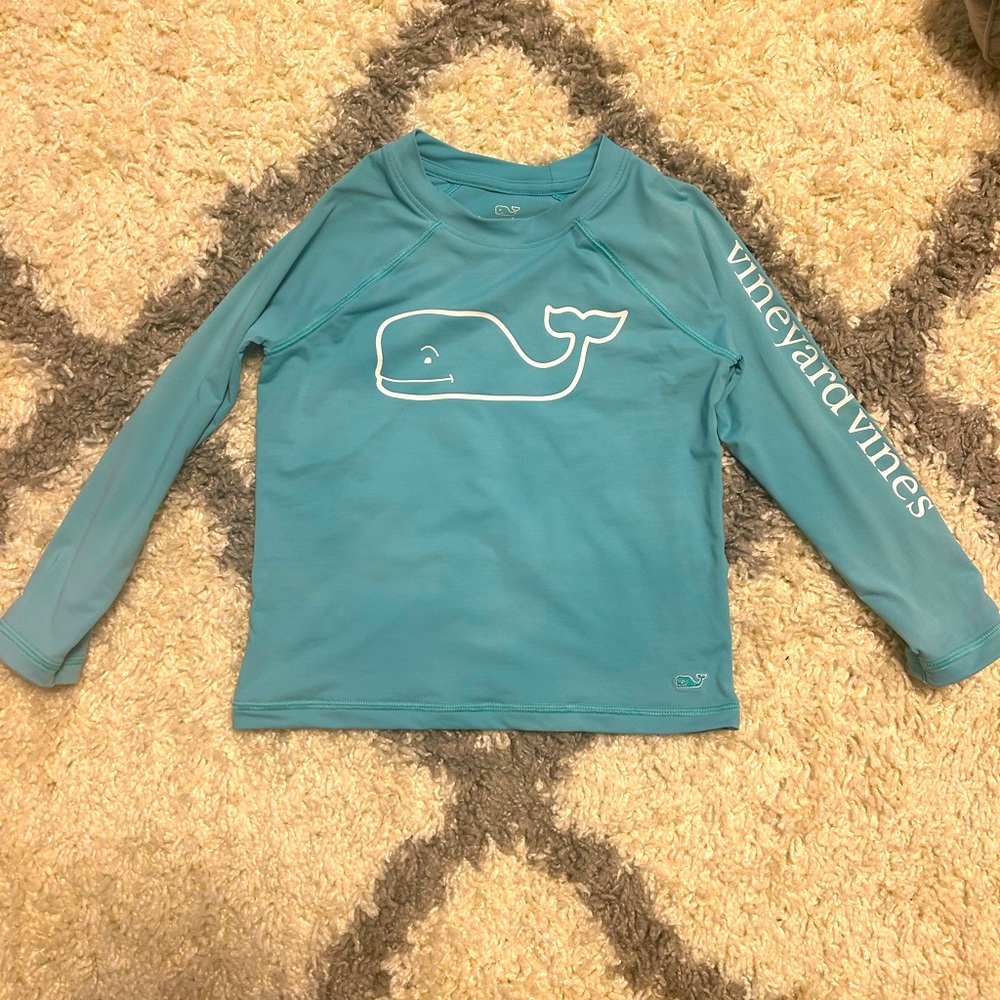 Vineyard Vines Boys 4T Raglan Rashguard -Aqua Ocean